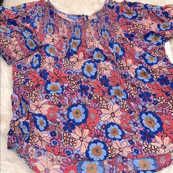 Terra and Sky Floral Women's Top - Multicolor size 1X - Picture 1 of 6